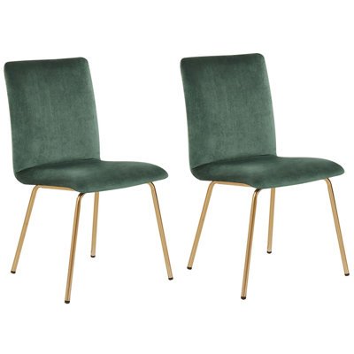 Set of 2 Dining Chairs RUBIO Velvet Emerald Green