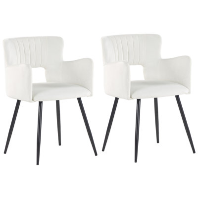 Set of 2 Dining Chairs SANILAC Velvet White