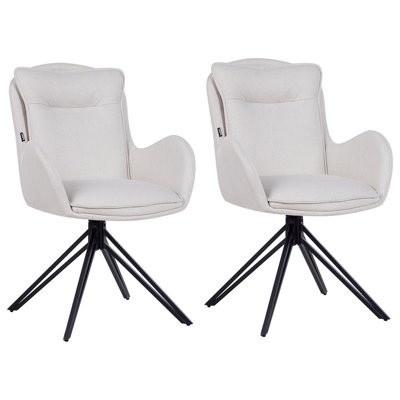 Set of 2 Dining Chairs Swivel AVELAR Light Beige