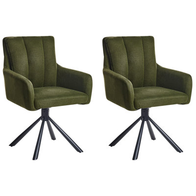 Set of 2 Dining Chairs Swivel SARDOAL Dark Green