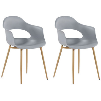 Set of 2 Dining Chairs UTICA Light Grey