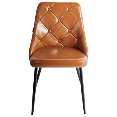 Set of 2 Dining Chairs VALERIE Faux Leather Golden Brown