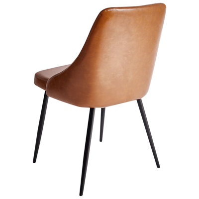 Set of 2 Dining Chairs VALERIE Faux Leather Golden Brown