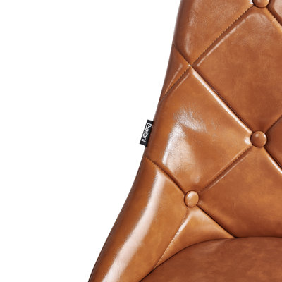 Set of 2 Dining Chairs VALERIE Faux Leather Golden Brown