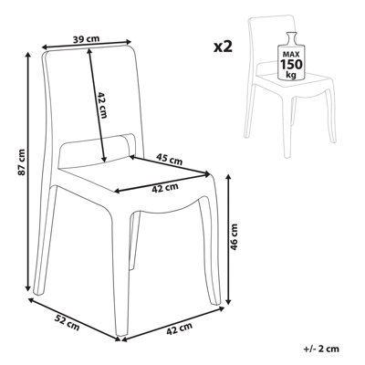 Set of 2 Dining Chairs WESTBRIDGE Transparent