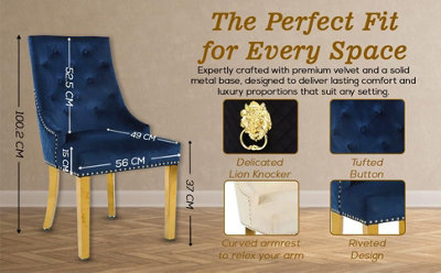Set Of 2 Dining Chairs With Gold Metal Legs, Velvet Upholstered Armless ...