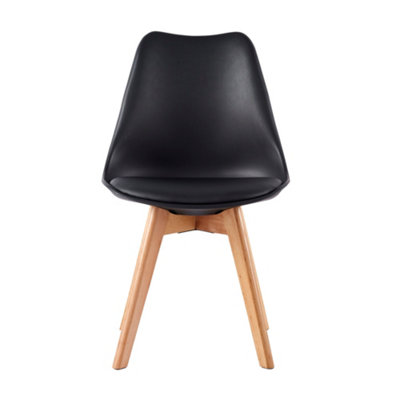 Set of 2 Dining Chairs with Solid Wooden Legs and Seat Cushion Pad Black - Eva by MCC