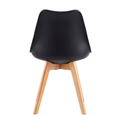 Set of 2 Dining Chairs with Solid Wooden Legs and Seat Cushion Pad Black - Eva by MCC