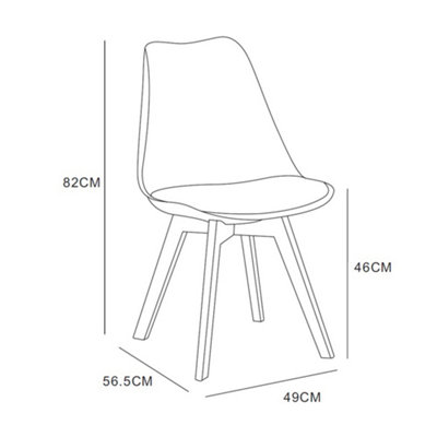 Set of 2 Dining Chairs with Solid Wooden Legs and Seat Cushion Pad Black - Eva by MCC