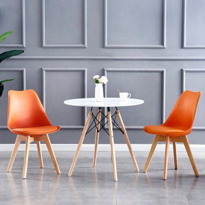 Set of 2 Dining Chairs with Solid Wooden Legs and Seat Cushion Pad Orange - Eva by MCC