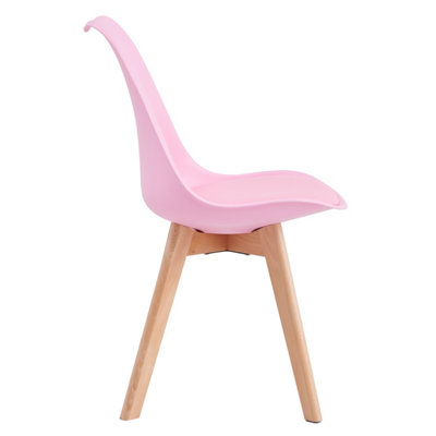 Set of 2 Dining Chairs with Solid Wooden Legs and Seat Cushion Pad Pink- Eva by MCC