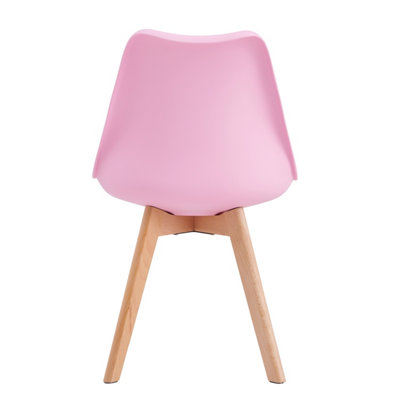 Set of 2 Dining Chairs with Solid Wooden Legs and Seat Cushion Pad Pink- Eva by MCC