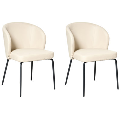 Set of 2 Dining Chairs ZANA Faux Leather Light Beige