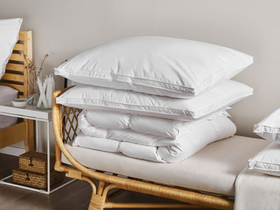 Set of 2 Duck Feathers and Down Bed High Profile Pillows 80 x 80 cm FELDBERG