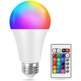 Set of 2 E27 RGB Led Bulb Lights 10W 12 Colour Changing Remote Control Lamp