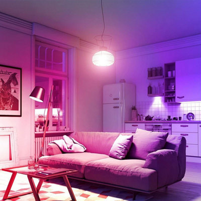 Set of 2 E27 RGB Led Bulb Lights 10W 12 Colour Changing Remote Control Lamp