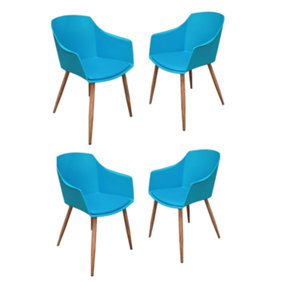Set of 2 Eden Dining Chairs with Leather Cushions Dining Armchair Teal