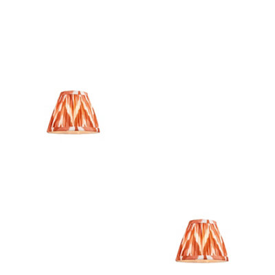 Set of 2 Elegant Apricot Orange Tapered Lamp Shades with Zigzag Design