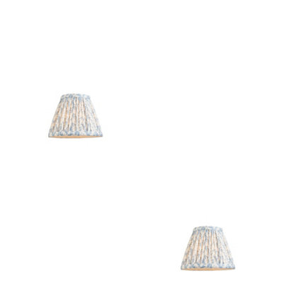 Set of 2 Elegant Handcrafted 16cm Tapered Lamp Shades in Shell Bay Blue