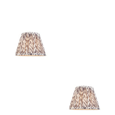 Set of 2 Elegant Handcrafted 20cm Tapered Cylinder Lamp Shades in Pearl Grey Fabric