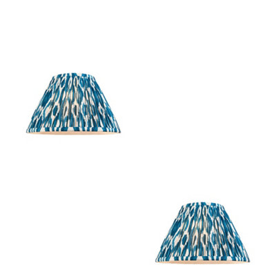 Set of 2 Elegant Handcrafted 30cm Tapered Cylinder Lamp Shades in Marlin Blue Fabric