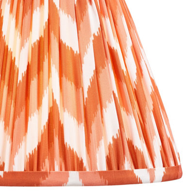 Set of 2 Elegant Handcrafted Apricot Orange Tapered Lamp Shades with Unique Zigzag Pattern