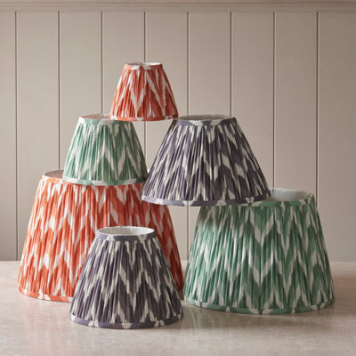 Set of 2 Elegant Handcrafted Apricot Orange Tapered Lamp Shades with Unique Zigzag Pattern