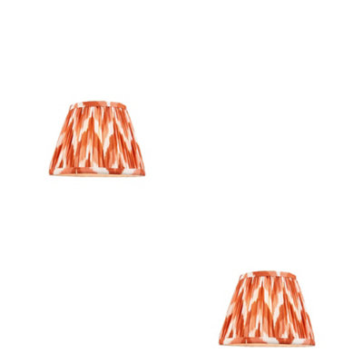 Set of 2 Elegant Handcrafted Apricot Orange Zigzag Lamp Shades - 20cm