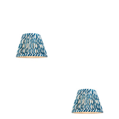 Set of 2 Elegant Handcrafted Marlin Blue Tapered Lamp Shades for Stylish Home Decor