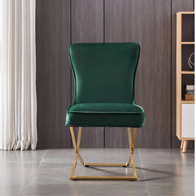 Dining Chairs Set Of 2, Velvet Upholstered Dining Room Chairs With Nailhead Back And Ring Pull Trim Modern Accent Chair Club Chair Metal Legs Barstools Kitchen Di