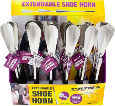 Set Of 2 Extendable Shoe Horn Metal Long Handle Remover Handheld Grip Foot 77Cm