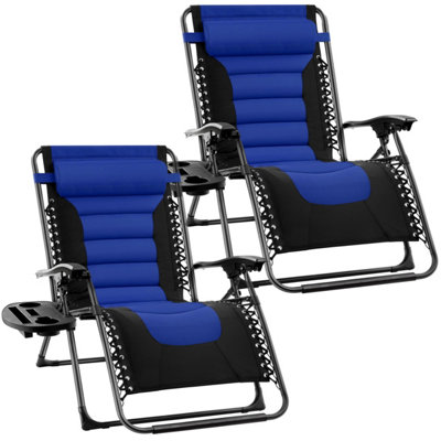 Set of 2 Extra Wide Luxury Gravity Garden Sun Lounger / Relaxer Chair