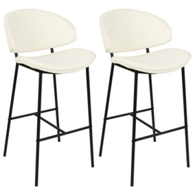 Set of 2 Fabric Bar Chairs Cream KIANA