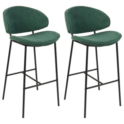 Set of 2 Fabric Bar Chairs Green KIANA