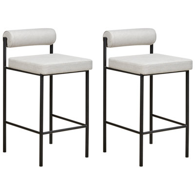 Set of 2 Fabric Bar Chairs Light Grey AMAYA