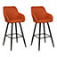 Set of 2 Fabric Bar Chairs Light Orange DARIEN