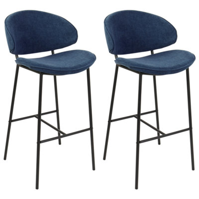 Set of 2 Fabric Bar Chairs Navy Blue KIANA