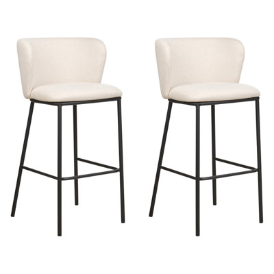 Set of 2 Fabric Bar Chairs Off-White MINA