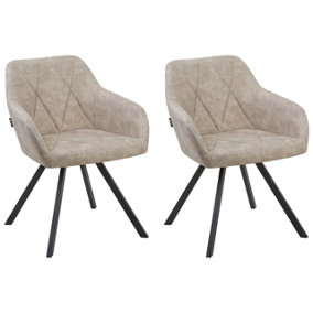 Set of 2 Fabric Dining Chairs Beige MONEE
