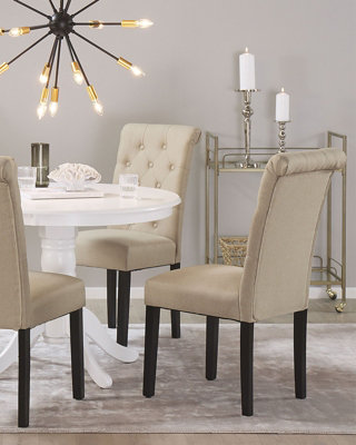 Set of 2 Fabric Dining Chairs Beige VELVA