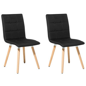 Set of 2 Fabric Dining Chairs Black BROOKLYN