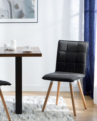 Set of 2 Fabric Dining Chairs Black BROOKLYN