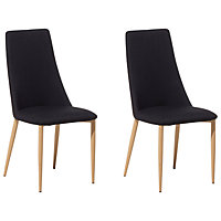 Set of 2 Fabric Dining Chairs Black CLAYTON