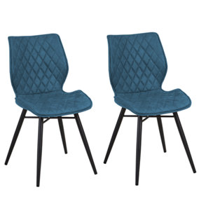 Set of 2 Fabric Dining Chairs Blue LISLE