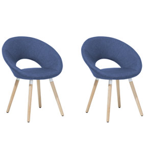 Set of 2 Fabric Dining Chairs Blue ROSLYN