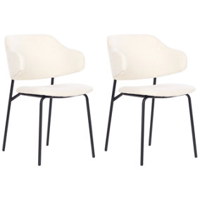 Set of 2 Fabric Dining Chairs Cream KENAI