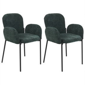 Set of 2 Fabric Dining Chairs Dark Green ALBEE