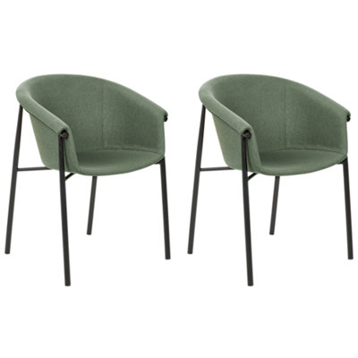 Set of 2 Fabric Dining Chairs Green AMES