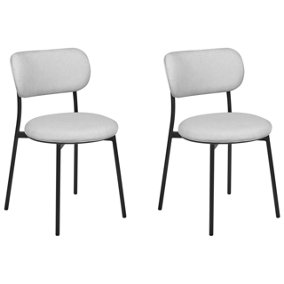 Set of 2 Fabric Dining Chairs Grey CASEY