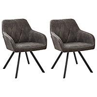 Set of 2 Fabric Dining Chairs Grey MONEE